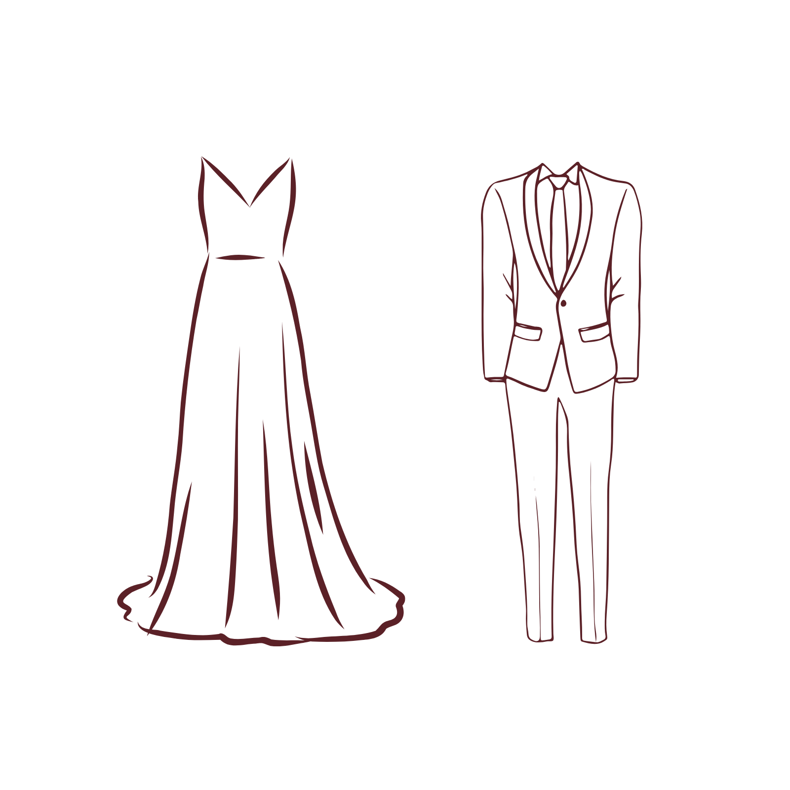 Vestido largo y traje formal