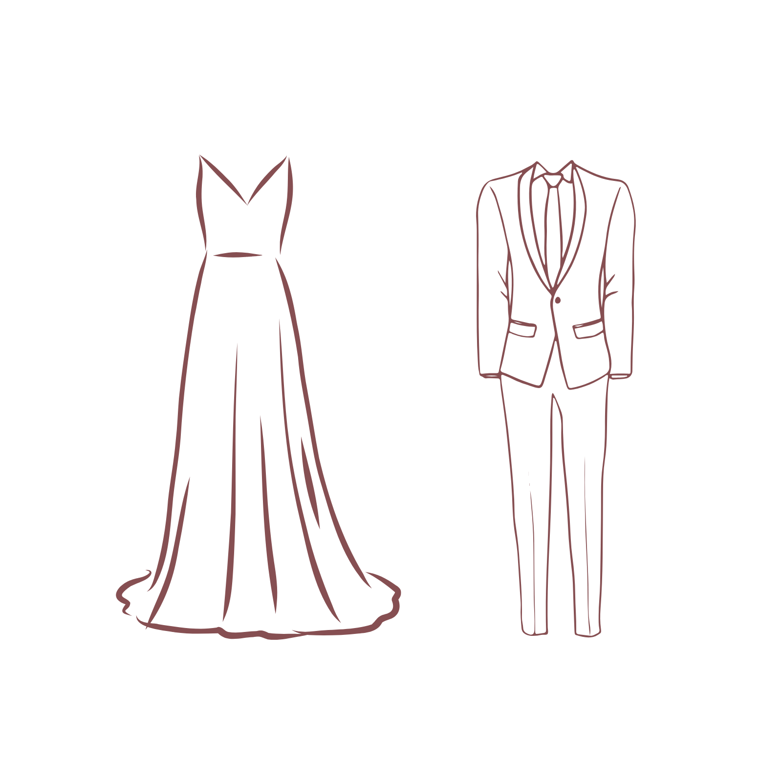 Vestido largo y traje formal